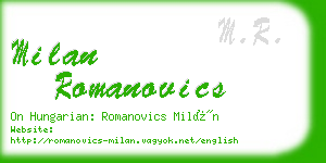 milan romanovics business card